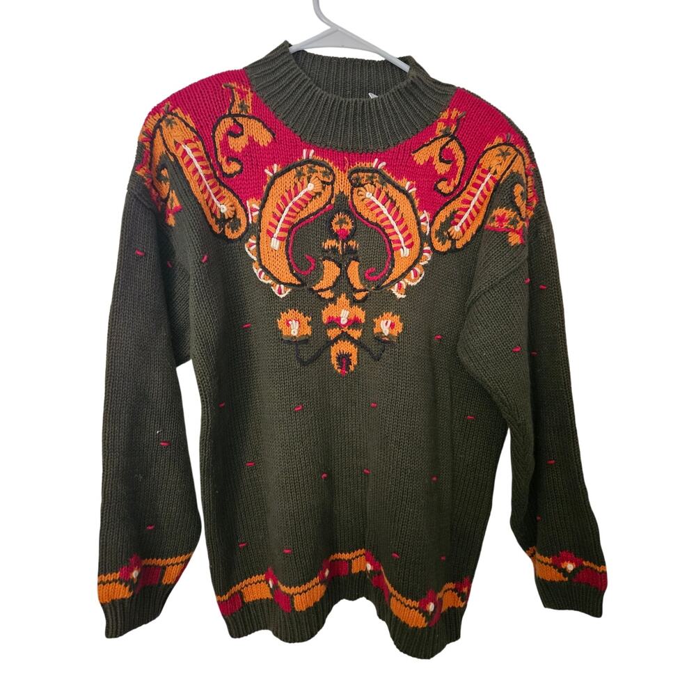 Vintage 80s Autograph Women's Sweater Fall Grandma Grandmacore Costume Size L